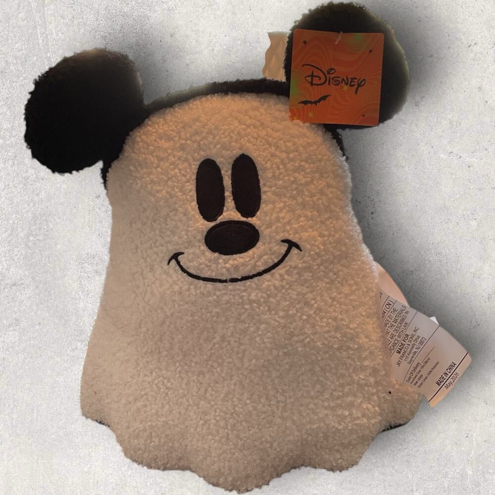 Disney Mickey Mouse Ghost Halloween Sherpa Plush Pillow NWT